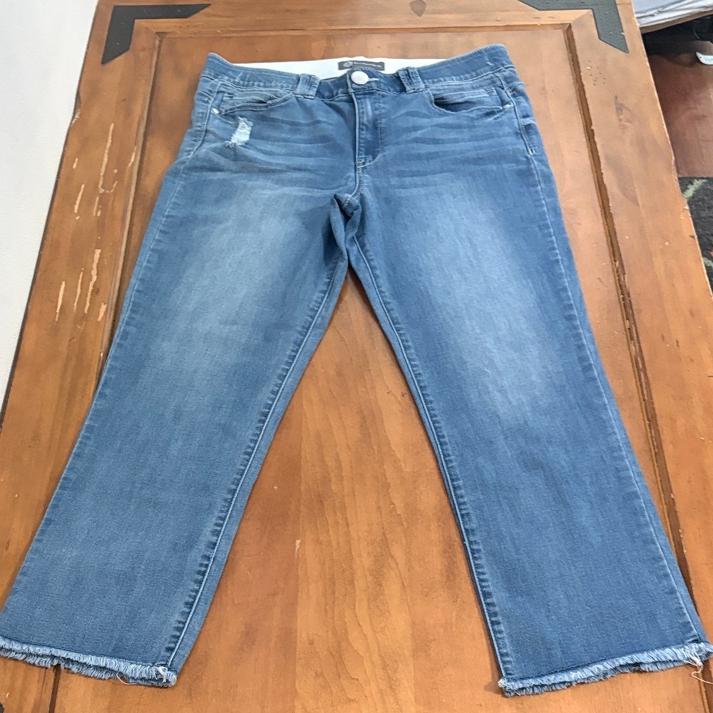 Democracy AbTechnology Cropped Straight Leg Jeans Frayed Ankle Size 12